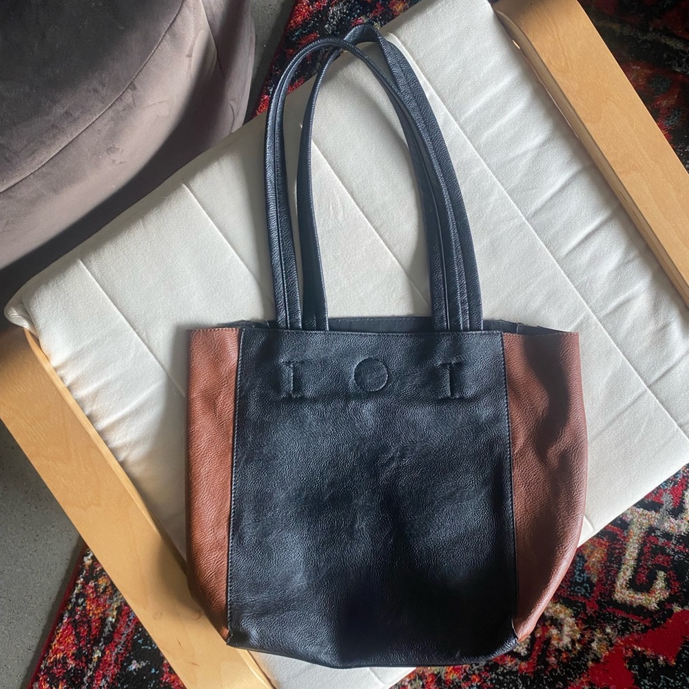 Two-tone Black and Brown Tote Bag